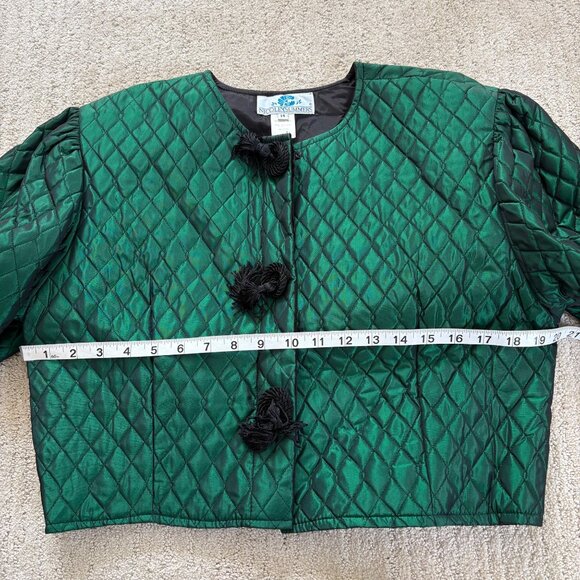 Vintage Nicole Summers Emerald Green Quilted Cropped Jacket Made in USA - Picture 6 of 9